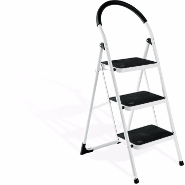 Steel round tube step ladder with rubber feet